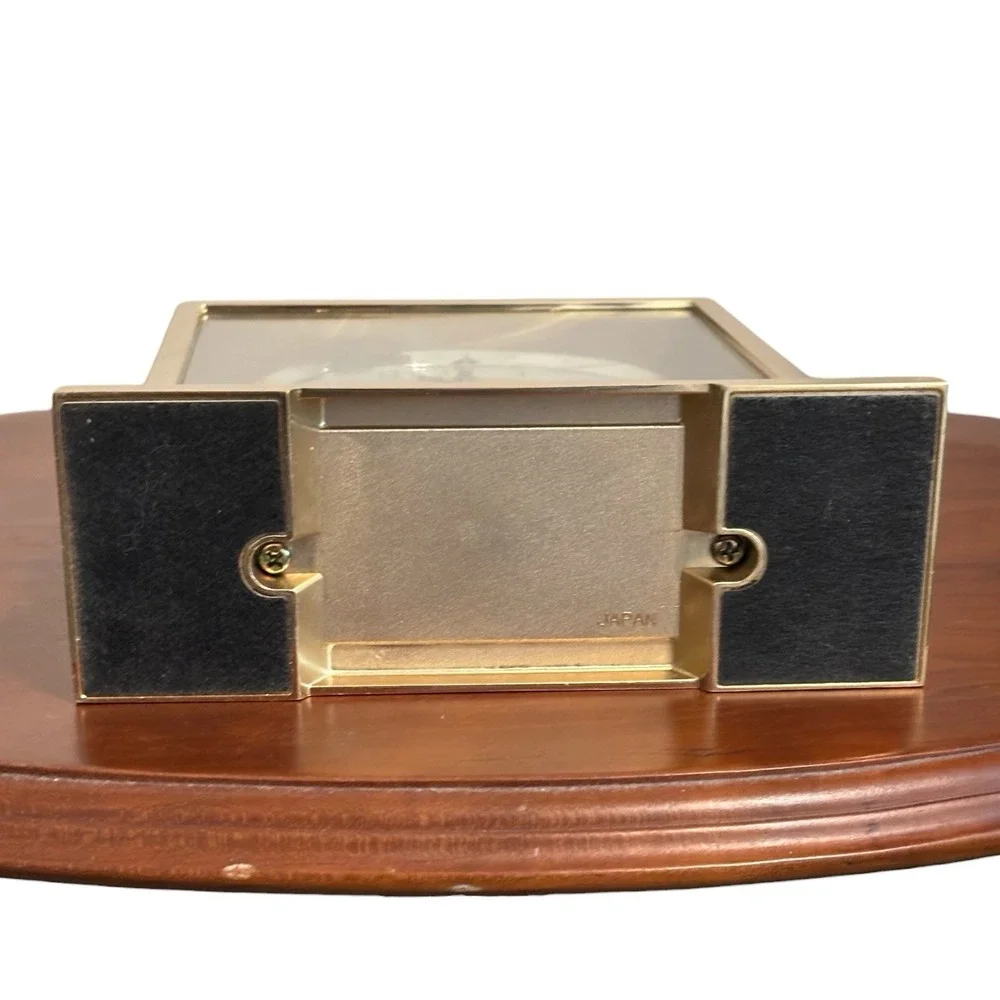 Vintage Howard Miller Clock Quartz Desk Mantle Brass Tone Glass Japan